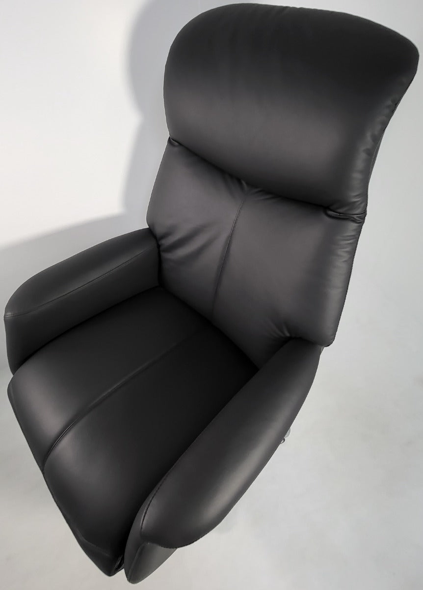 Modern Black Genuine Leather Reclining Office Chair - B619